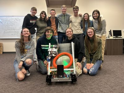 Team Black Ops with their robot at Hurricane High School,
