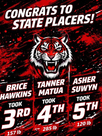 Three place in State Wrestling